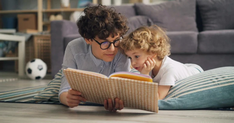 Parent and child learning together at home, representing intentional homeschooling and family involvement.